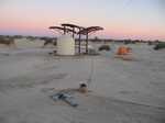 Antenna between shelter roof and sandhill